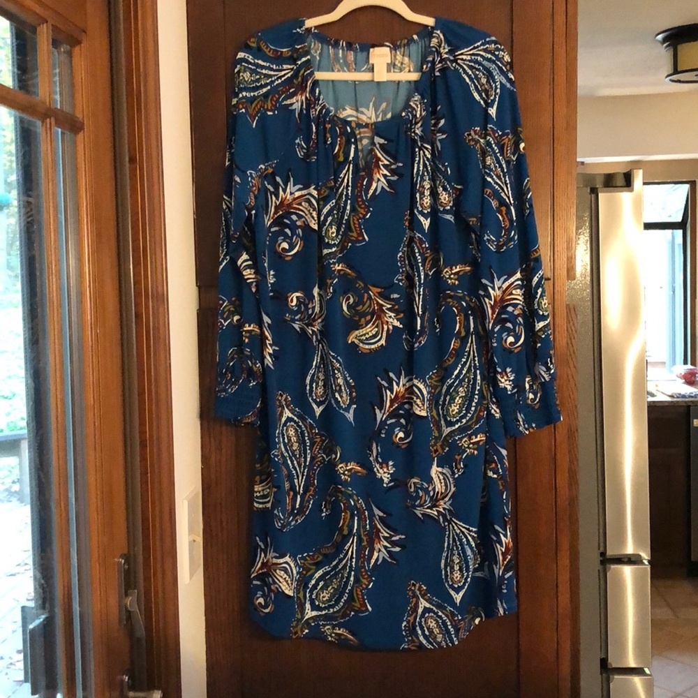 Paisley teal-brown/burgundy dress